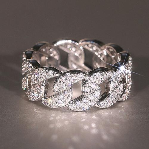 Цирконий Micro Pave Латунь палец кольцо, Другое покрытие, разный размер для выбора & инкрустированное микро кубического циркония & Женский & отверстие, продается PC