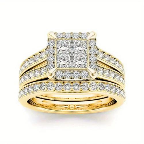 Цирконий Micro Pave Латунь палец кольцо, Другое покрытие, 2 шт. & разный размер для выбора & инкрустированное микро кубического циркония & Женский, продается указан