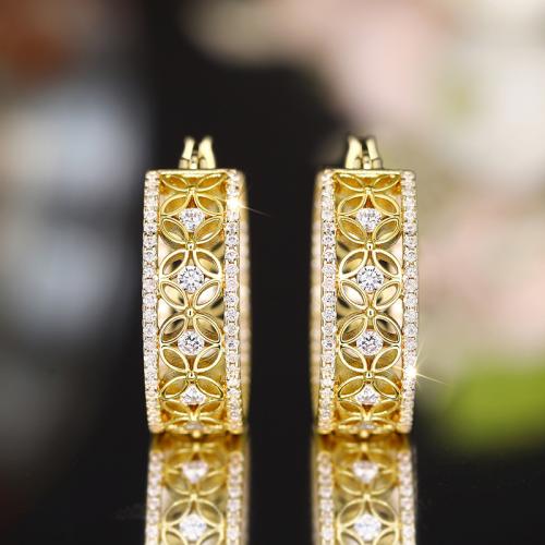 Befestiger Zirkonia Messing Ohrring, plattiert, Micro pave Zirkonia & für Frau & hohl, verkauft von Paar