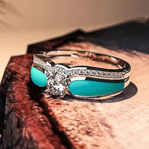 Цирконий Micro Pave Латунь палец кольцо, Другое покрытие, разный размер для выбора & инкрустированное микро кубического циркония & Женский & эмаль, продается PC