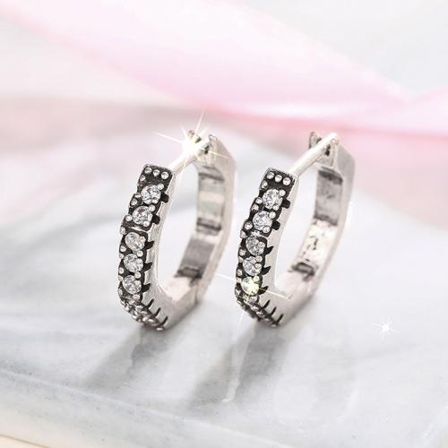 Befestiger Zirkonia Messing Ohrring, Sechseck, plattiert, Modeschmuck & Micro pave Zirkonia & für Frau, keine, verkauft von Paar