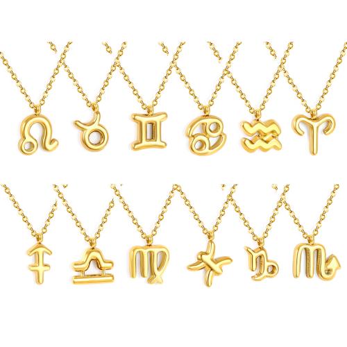 Stainless Steel Jewelry Necklace, 304 Stainless Steel, with 5cm extender chain, 18K gold plated, fashion jewelry & Zodiac symbols jewelry & for woman Approx 40 cm 