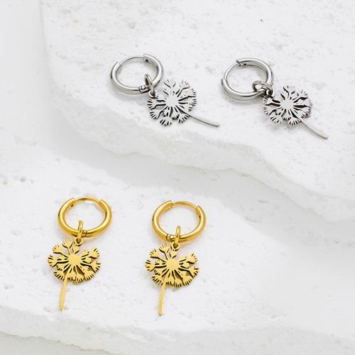Латунные серьги падение, Нержавеющая сталь 304, Одуванчик, Другое покрытие, ювелирные изделия моды, Много цветов для выбора, продается Пара