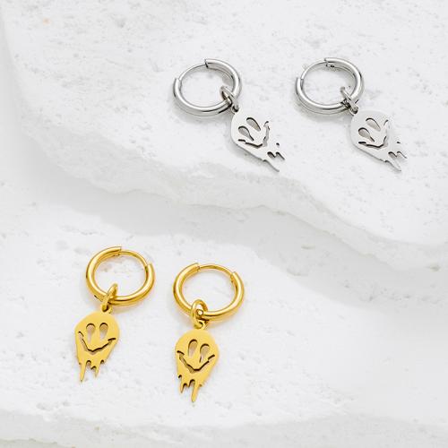 Boucle d'oreille goutte inox, Acier inoxydable 304, crane, Placage, Halloween Design & bijoux de mode, plus de couleurs à choisir, Vendu par paire