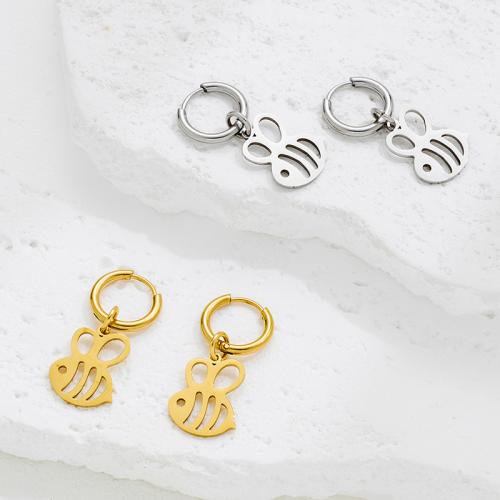 Boucle d'oreille goutte inox, Acier inoxydable 304, abeille, Placage, bijoux de mode, plus de couleurs à choisir, Vendu par paire