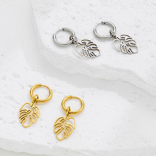 Boucle d'oreille goutte inox, Acier inoxydable 304, feuille, Placage, bijoux de mode, plus de couleurs à choisir, Vendu par paire