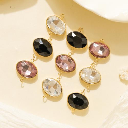 Crystal Connector, 304 Stainless Steel, with Crystal, gold color plated, DIY 