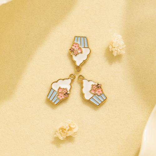 Pendentifs en acier inoxydable émail, Acier inoxydable 304, crème glacée, Placage de couleur d'or, DIY, couleurs mélangées Vendu par sac