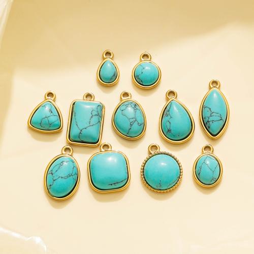 Pendentif bijoux de pierre gemme, Acier inoxydable 304, avec pierre gemme, Placage de couleur d'or, DIY, doré Vendu par sac