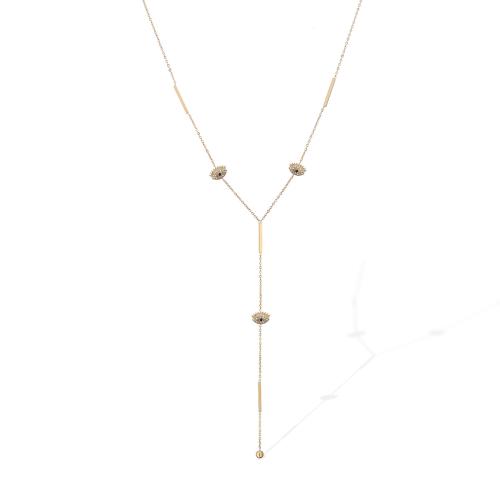 Zirkonia Edelstahl Halskette, 304 Edelstahl, 18K vergoldet, Modeschmuck & Micro pave Zirkonia & für Frau, verkauft von PC