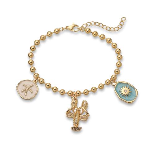 Brass Bracelets, 18K gold plated & for woman & enamel 