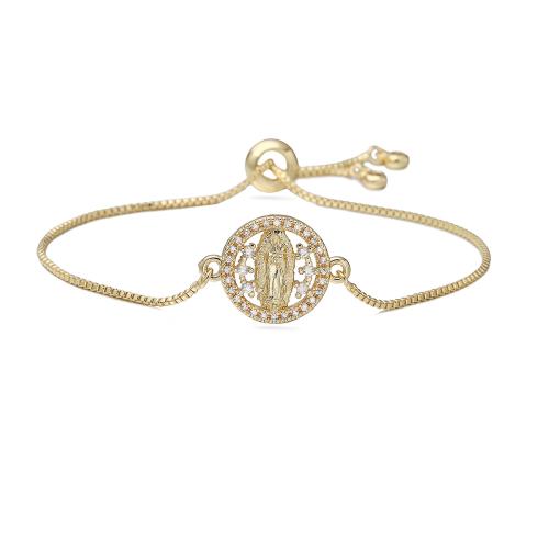 キュービックジルコニアマイクロパヴェブラスブレスレット, 銅, 聖母マリア, 18Kゴールドメッキ, 異なるスタイルを選択 & マイクロパヴェジルコニア & 女性用 & くり抜き, 売り手 パソコン