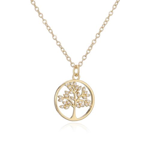 Корень Циркон Микро вымощает латунь ожерелье, Латунь, Круглая, 18K позолоченный, разные стили для выбора & инкрустированное микро кубического циркония & Женский & отверстие, продается PC