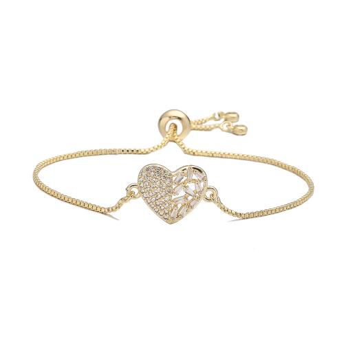 キュービックジルコニアマイクロパヴェブラスブレスレット, 銅, ハート形, 18Kゴールドメッキ, 異なるスタイルを選択 & マイクロパヴェジルコニア & 女性用, 売り手 パソコン