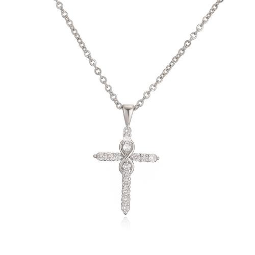 Корень Циркон Микро вымощает латунь ожерелье, Латунь, Kресты, Другое покрытие, ювелирные изделия моды & инкрустированное микро кубического циркония & Женский, Много цветов для выбора, продается PC