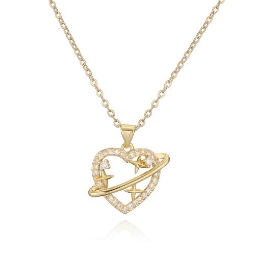 Корень Циркон Микро вымощает латунь ожерелье, Латунь, плакированный настоящим золотом, разные стили для выбора & инкрустированное микро кубического циркония & Женский & отверстие, продается PC