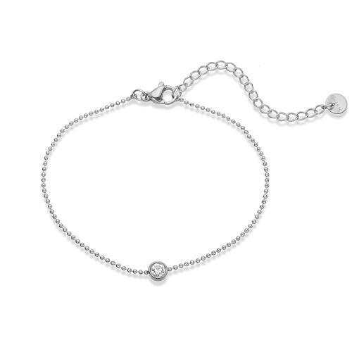 Stainless Steel Chain Bracelets, 304 Stainless Steel, plated, fashion jewelry & micro pave cubic zirconia & for woman 