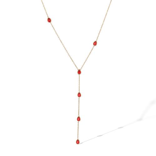 Zirkonia Edelstahl Halskette, 304 Edelstahl, 18K vergoldet, Modeschmuck & Micro pave Zirkonia & für Frau, keine, verkauft von PC