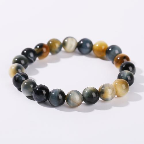 oeil de tigre bracelet, Rond, fait à la main, unisexe & normes différentes pour le choix, multicolore Environ 6-6.5 pouce, Vendu par PC