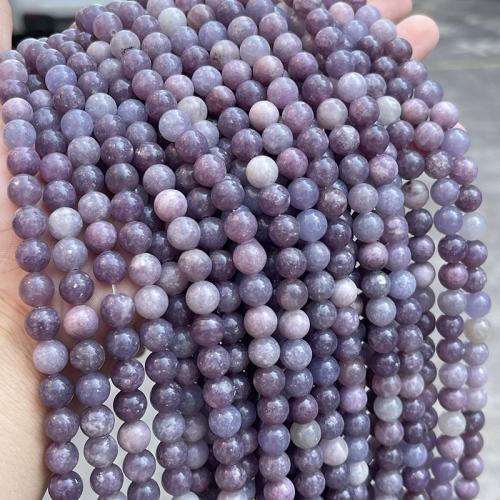 Perles de pierre gemme unique, Lepidolite naturel, Rond, poli, Naturel & DIY & normes différentes pour le choix, Vendu par brin