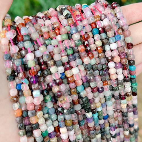 Mixed Gemstone Beads, Multi - gemstone, Square, Natural & DIY & faceted, multi-colored Approx 