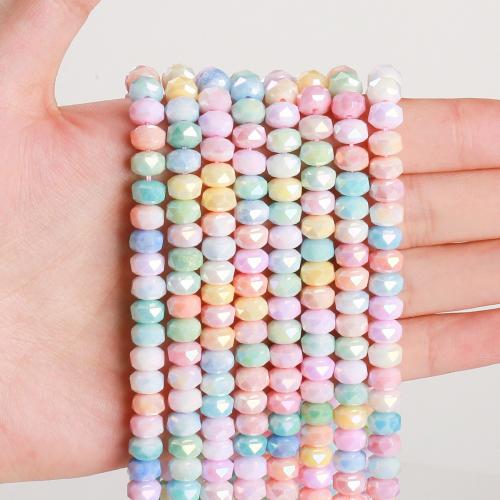Glass Beads, Rondelle, plated, DIY & faceted, multi-colored Approx 