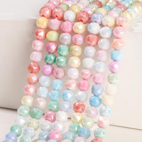 Glass Beads, Round, plated, DIY & faceted, multi-colored, 6mm, Approx 