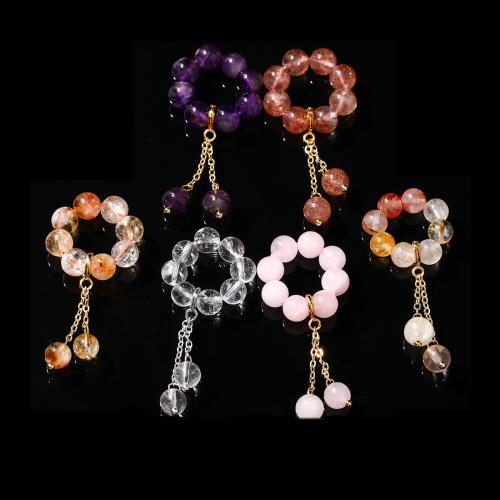 pierre gemme supports de Bracelets, avec laiton, Rond, fait à la main, différents matériaux pour le choix & unisexe, beads size 6mm, Diamètre inté Environ 15mm, Vendu par PC