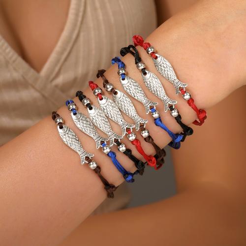 Fashion Zinc Alloy Bracelets, with Polyester Cord, fashion jewelry 