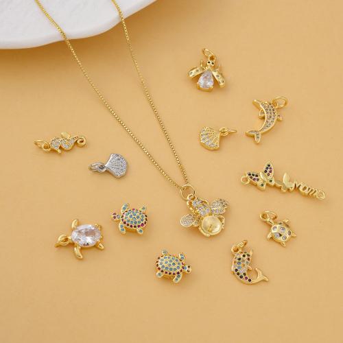 Cubic Zirconia Micro Pave Brass Pendant, plated, DIY & micro pave cubic zirconia 