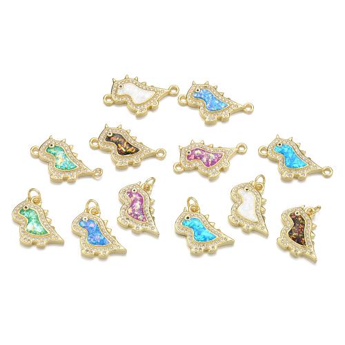 Opal Pendants, Brass, with Opal, plated, DIY & micro pave cubic zirconia 