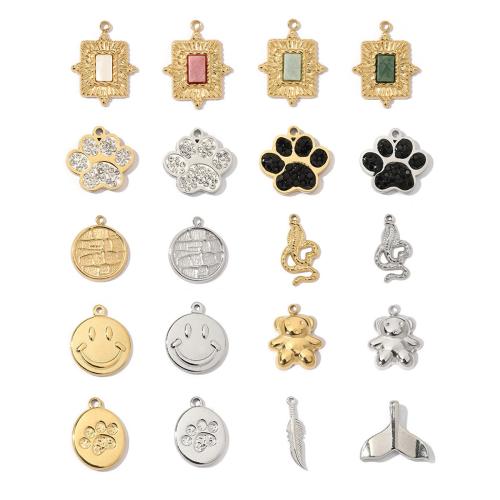Pendentif bijoux de pierre gemme, Acier inoxydable 304, avec Pierre naturelle, Placage de couleur d'or, DIY & avec strass, plus de couleurs à choisir Vendu par sac