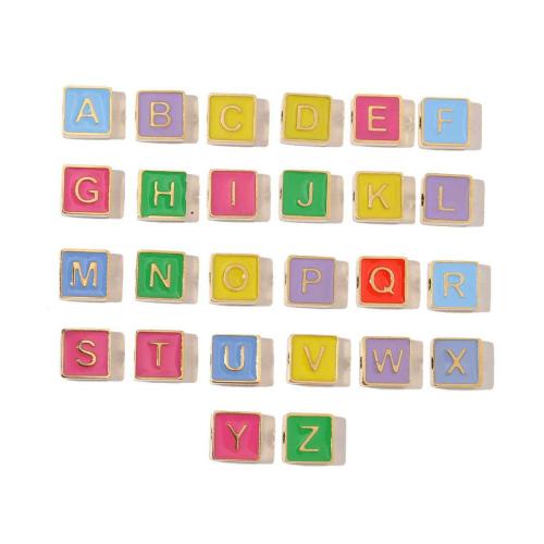 Stainless Steel Beads, 304 Stainless Steel, Alphabet Letter, gold color plated, DIY & enamel 