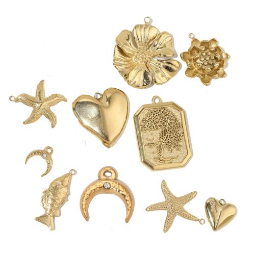 Pendentifs en acier inoxydable strass, Acier inoxydable 304, Placage de couleur d'or, DIY & avec strass, plus de couleurs à choisir Vendu par sac