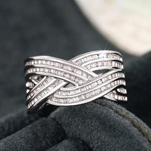 Цирконий Micro Pave Латунь палец кольцо, Другое покрытие, разный размер для выбора & инкрустированное микро кубического циркония & Женский & отверстие, продается PC