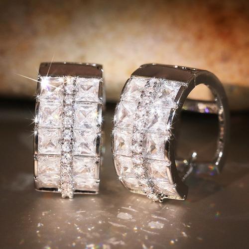 Befestiger Zirkonia Messing Ohrring, plattiert, Modeschmuck & Micro pave Zirkonia & für Frau, verkauft von Paar