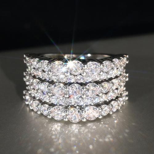 Цирконий Micro Pave Латунь палец кольцо, Другое покрытие, многослойный & разный размер для выбора & инкрустированное микро кубического циркония & Женский, продается PC
