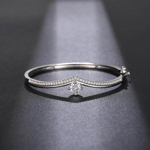 キュービックジルコニアマイクロパヴェブラスブレスレット, 銅, メッキ, ファッションジュエリー & マイクロパヴェジルコニア & 女性用, 無色, 売り手 パソコン