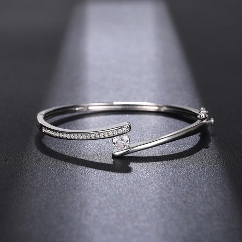 キュービックジルコニアマイクロパヴェブラスブレスレット, 銅, メッキ, ファッションジュエリー & マイクロパヴェジルコニア & 女性用, 無色, 売り手 パソコン