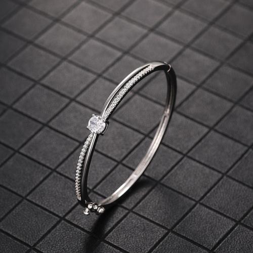 キュービックジルコニアマイクロパヴェブラスブレスレット, 銅, メッキ, マイクロパヴェジルコニア & 女性用 & くり抜き, 無色, 売り手 パソコン