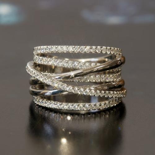 Цирконий Micro Pave Латунь палец кольцо, Другое покрытие, разный размер для выбора & инкрустированное микро кубического циркония & Женский & отверстие, продается PC