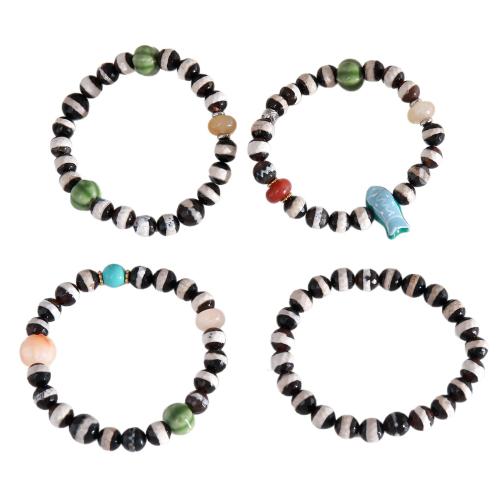Bracelets en pierres précieuses, verre, avec Pierre naturelle & Acier inoxydable 304, fait à la main, bijoux de mode & unisexe & styles différents pour le choix, multicolore, Vendu par PC