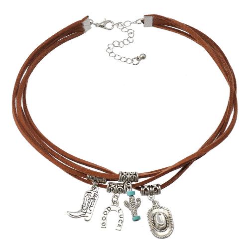 Schmuck Perlen Halskette, Zinklegierung, mit Baumwollsamt, handgemacht, Modeschmuck & verschiedene Stile für Wahl & für Frau, Länge:ca. 35-60 cm, verkauft von PC