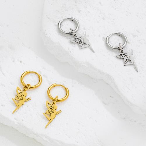 Boucle d'oreille goutte inox, Acier inoxydable 304, ange, Placage, bijoux de mode, plus de couleurs à choisir, Vendu par paire
