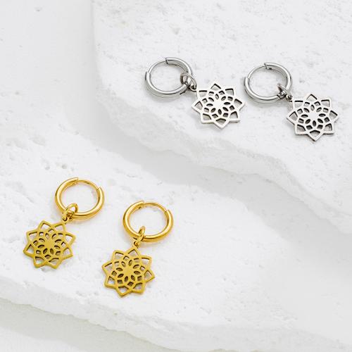 Boucle d'oreille goutte inox, Acier inoxydable 304, Datura Stramonium, Placage, bijoux de mode, plus de couleurs à choisir, Vendu par paire