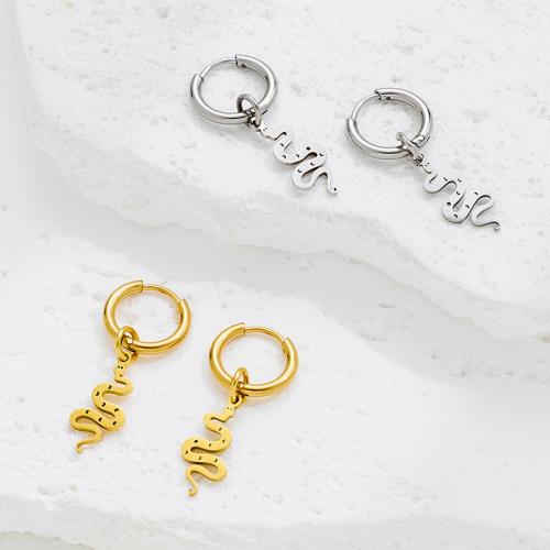 Boucle d'oreille goutte inox, Acier inoxydable 304, serpent, Placage, bijoux de mode, plus de couleurs à choisir, Vendu par paire