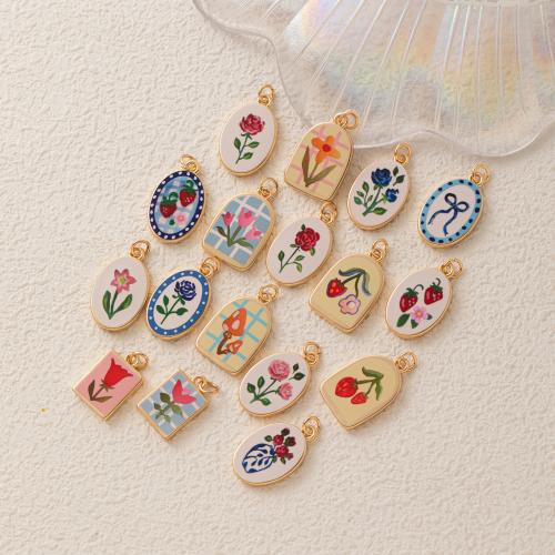 Stainless Steel Flower Pendant, Brass, plated, DIY & enamel, golden 