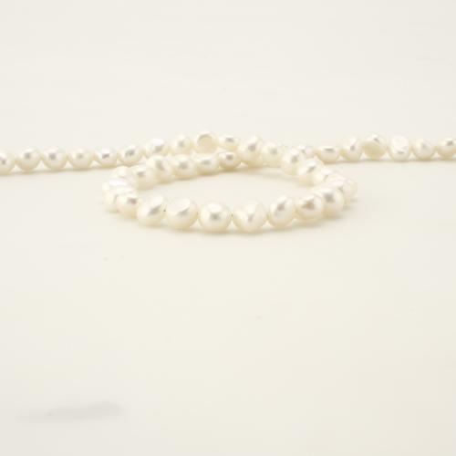 Природное пресноводное жемчужное ожерелье, Пресноводные жемчуги, Плоская круглая форма, ювелирные изделия моды, белый, 6-7mm, длина:45 см, продается Strand