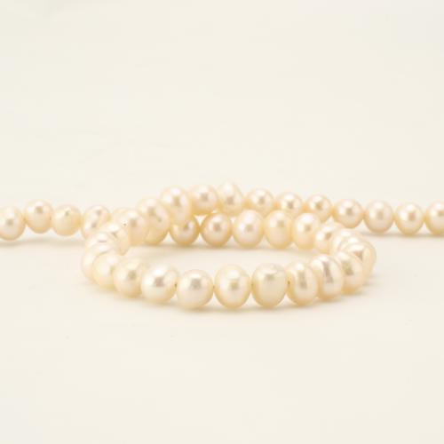 Природное пресноводное жемчужное ожерелье, Пресноводные жемчуги, Круглая, ювелирные изделия моды, шампанское, 6-7mm, длина:45 см, продается Strand