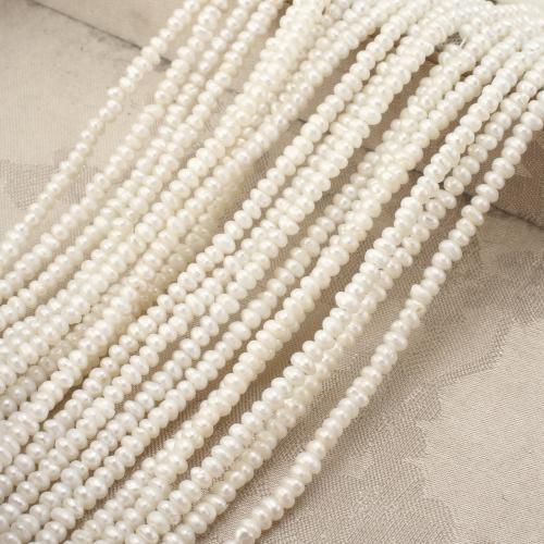 Природное пресноводное жемчужное ожерелье, Пресноводные жемчуги, Плоская круглая форма, ювелирные изделия моды, белый, 3-3.5mm, длина:45 см, продается Strand